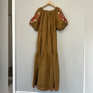 Anthropologie maxi dress with embroidered sleeves (3X)